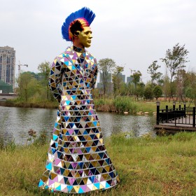Mix color mirror dress costume for girl performance